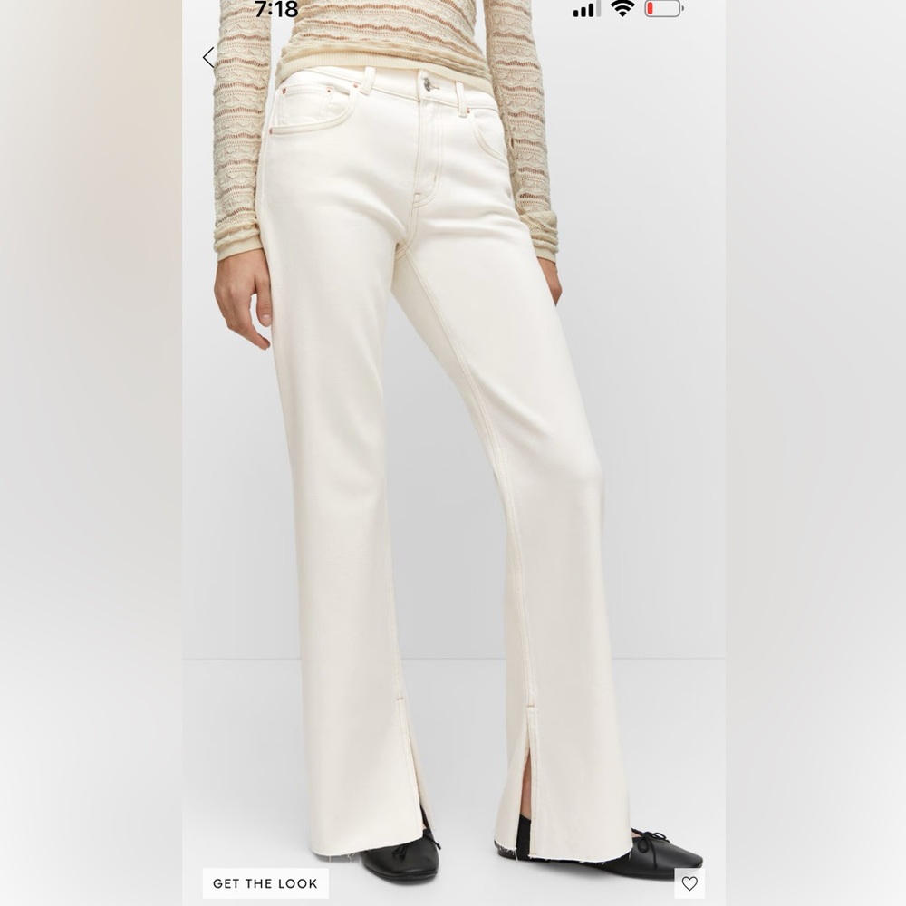 Mango Mid Rise Straight Leg Jeans with Slit